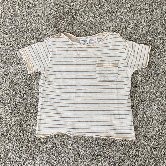 Zara baby boys striped short sleeve t-shirt tee with pocket size 9-12 months - Picture 1 of 7
